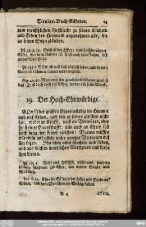 19. Der Hoch-Ehrwürdige.