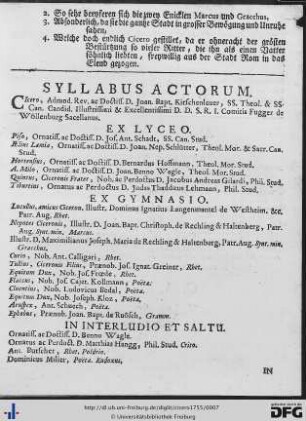 Syllabus Actorum.