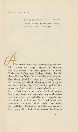 Erste Vigilie Die Unglücksfälle des Studenten Anselmus ...