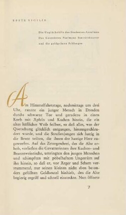 Erste Vigilie Die Unglücksfälle des Studenten Anselmus ...