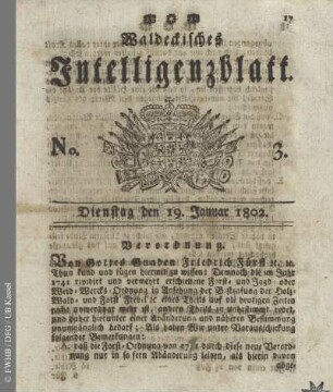 No. 3, Dienstag den 19. Januar 1802