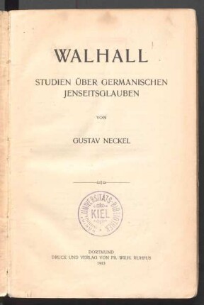 Walhall : Studien über germanischen Jenseitsglauben