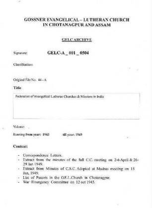 Federation of Evangelical Lutheran Churches & Missions in India