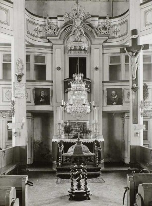 Seiffen. Dorfkirche, Kanzelaltar (vor der Restaurierung)