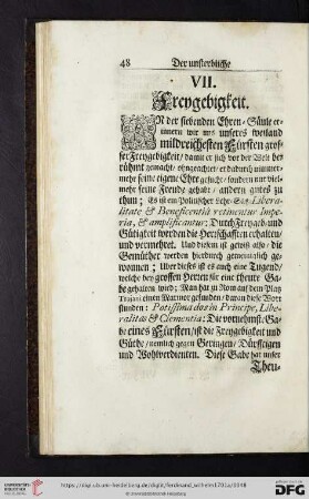 VII. Freygebigkeit