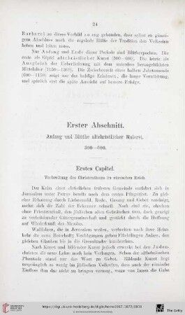 Erster Abschnitt: Anfang und Blüthe altchristlicher Malerei 300-600
