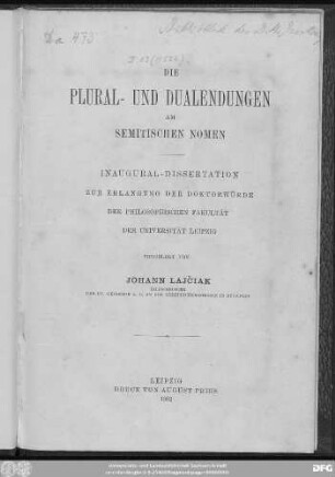 Die Plural- und Dualendungen am semitischen Nomen