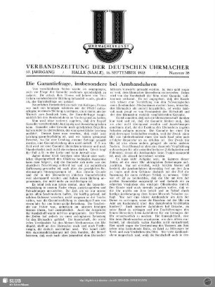 Die Garantiefrage, insbesondere bei Armbanduhren