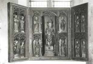 Flügelaltar aus Bülstringen : Flügelaltar aus Bülstringen (geöffnet). Holz, geschnitzt, gefasst. Haldensleben, Stadtkirche