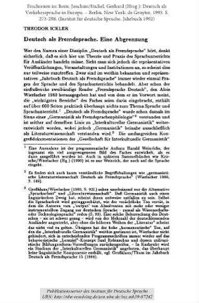 Deutsch als Fremdsprache. Eine Abgrenzung