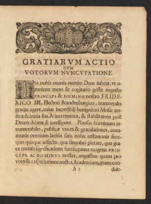 Gratiarum Actio Cum Votorum Nuncupatione.