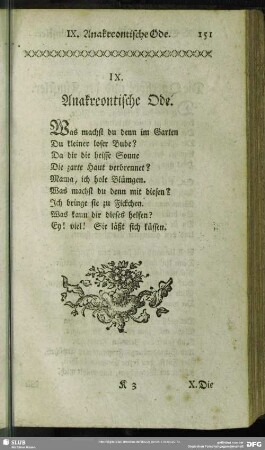 IX. Anakreontische Ode