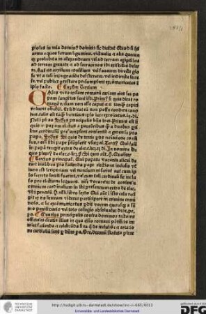 Casus vero ecclesiam romanam curiam eius seu papam tangentes sunt isti, primus si quis dicat romanam ecclesiam non esse caput et ei tanquam capiti noluerit obedire.