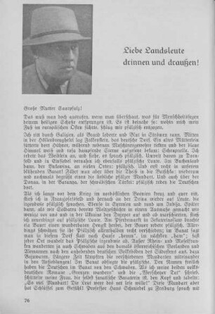 Liebe Landsleute drinnen und draußen.