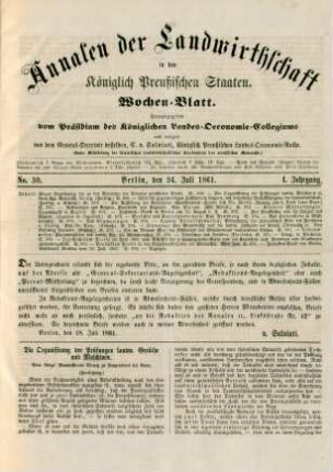 No. 30. Berlin, den 24. Juli 1861. I. Jahrgang.