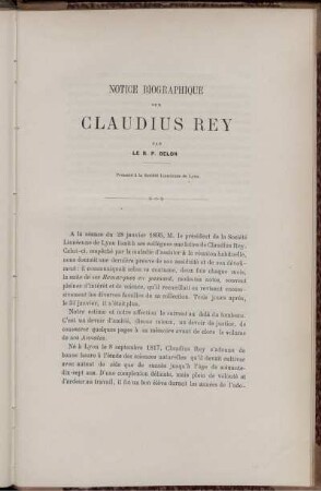 Notice Biographique Sur Claudius Rey