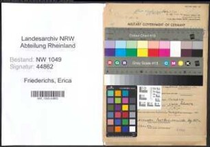 Entnazifizierung Erica Friederichs , geb. 03.05.1895 ()