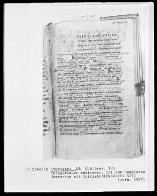 Graduale und Sakramentar — Zierinitiale B(enedicta sit), Folio 190recto