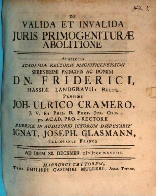 De valida et invalida iuris primogeniturae abolitione