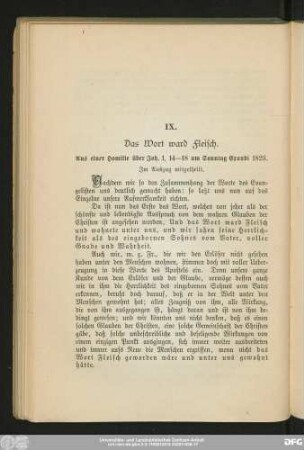 IX. Das Wort ward Fleisch.