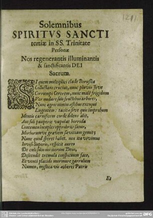 Solemnibus Spiritus Sancti tertiae in SS. Trinitate personae ... / Simon Dachius