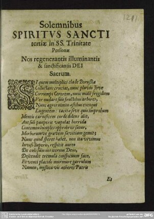 Solemnibus Spiritus Sancti tertiae in SS. Trinitate personae ... / Simon Dachius