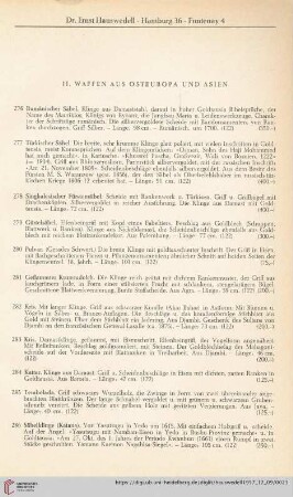 II. Waffen aus Osteuropa und Asien (Nr. 276 - 288)