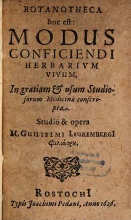 Botanotheca : hoc est, modus conficiendi herbarium vivum