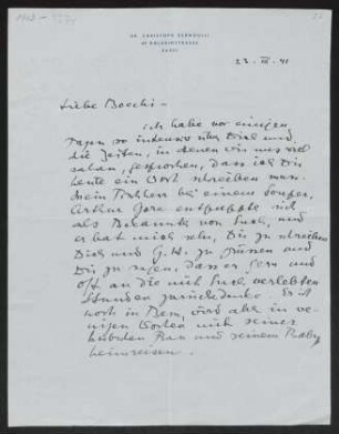 Brief von Alice Bernoulli an Margarete Hauptmann