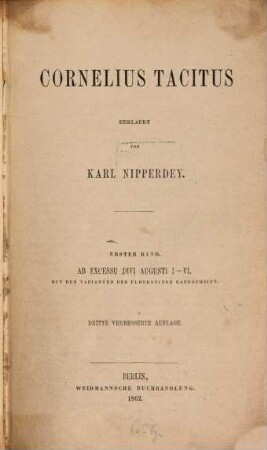 Cornelius Tacitus, 1. Ab excessu divi Augusti I - VI