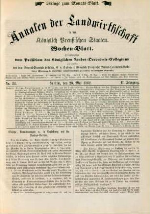 No. 22. Berlin, den 28. Mai 1862. II. Jahrgang.
