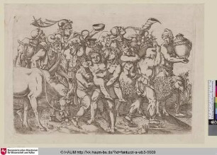[Silène porté sur les bras de deux Bacchans; Von zwei Bacchanten getragener Silen]