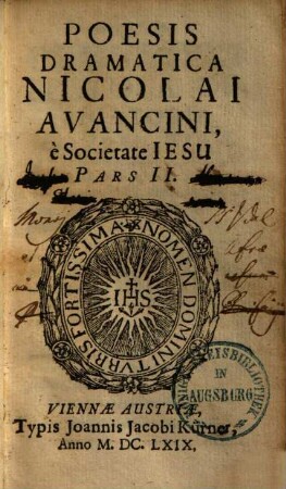 Poesis Dramatica Nicolai Avancini E Societate Iesv. 2