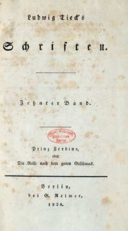 Bd. 10: Prinz Zerbino, oder Die Reise nach dem guten Geschmack