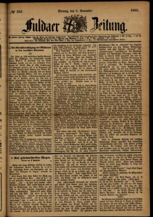 Ausgabe vom Montag, den 09. November 1885.