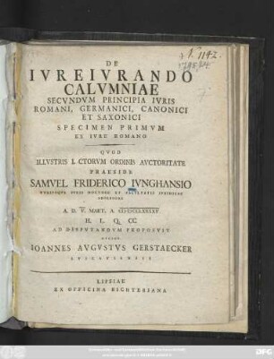 Specimen 1: Ex Iure Romano