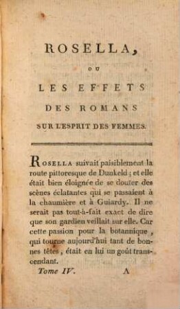 Rosella, ou les effets des romans, sur l'esprit des femmes, 4