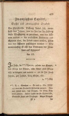 Zwanzigstes Capitel, Sechs und zwanzigstes Orakel