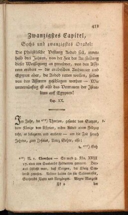 Zwanzigstes Capitel, Sechs und zwanzigstes Orakel