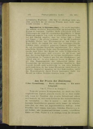 Aus der Praxis der Zinkätzung