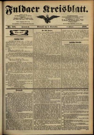Erste Ausgabe vom Mittwoch, den 08. September 1909.