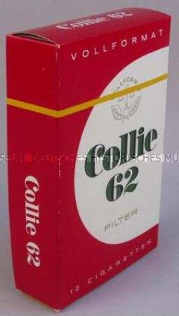 Werbeschachtel (übergroße Zigarettenschachtel) für "Collie 62"-Zigaretten