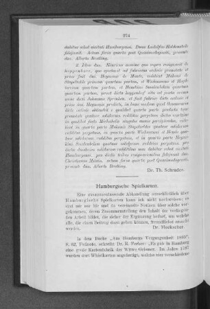 Hamburgische Spielkarten.