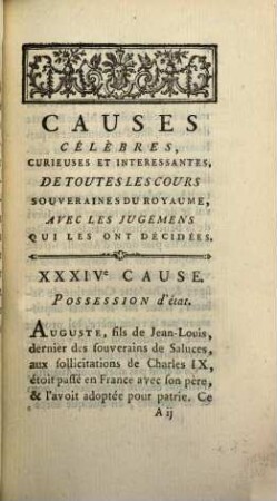 Causes célèbres, curieuses et intéressantes, de toutes les cours souveraines du royaume, avec les jugemens qui les ont décidées. [N.F.] 14. 1776