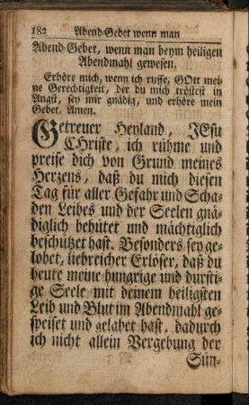 Abend-Gebet, wenn man beym heiligen Abendmahl gewesen. - Verlangen nach der Seeligkeit.
