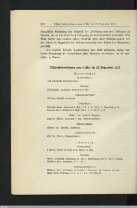 Offizierstellenbesetzung vom 5. Mai bis 27. September 1917