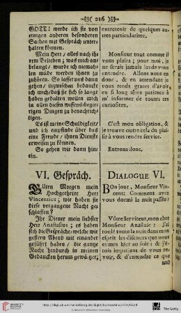 VI. Gespräch / Dialogue VI