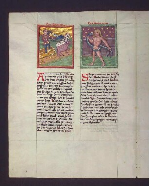 Sternbilder: (1) Fuhrmann (Agitator); (2) Schlangenträger (Serpentarius)