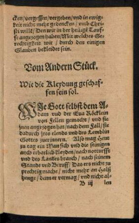 Vom Andern Stück. Wie die Kleydung geschaffen sein sol.