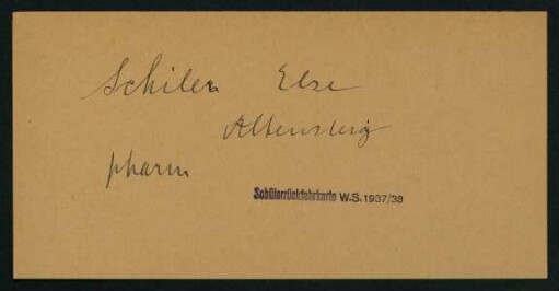 Schülerrückfahrkarte WS 1937/38